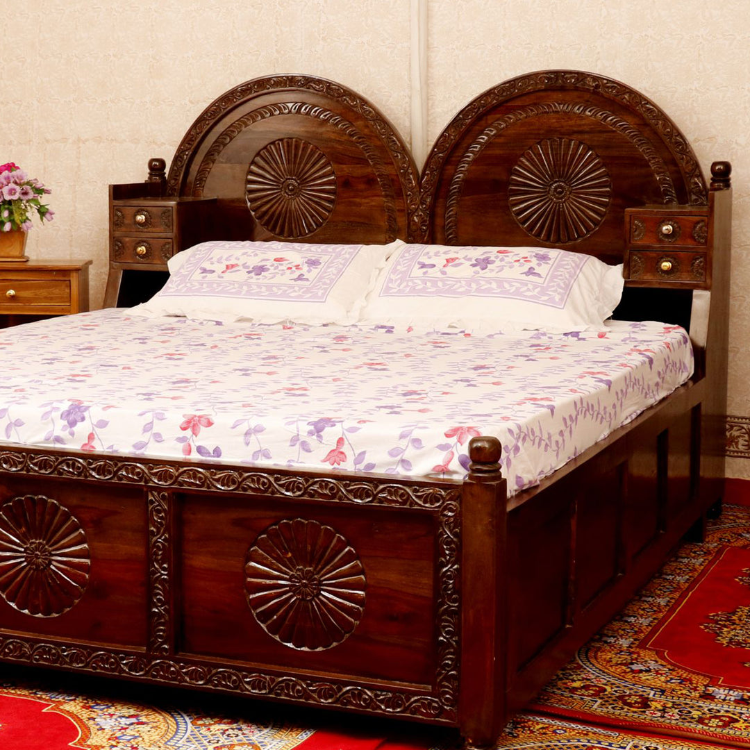 Sheesham Antique-Finish Bed With storage box