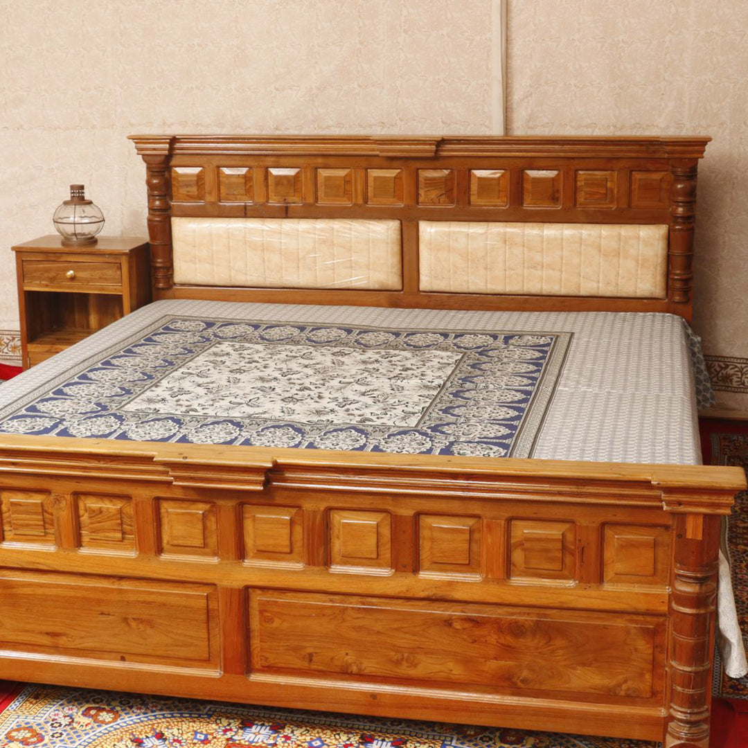 Teak Wood Bed in Light Brown Finish