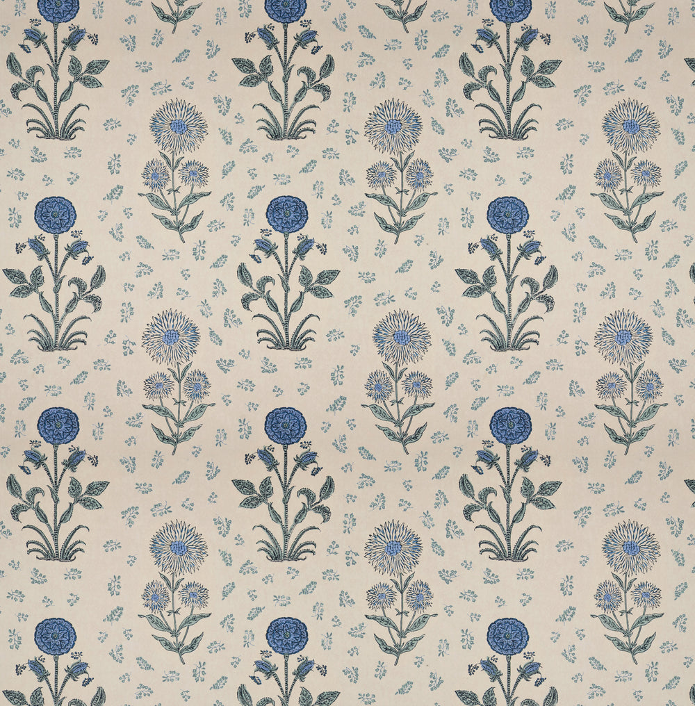 Magda Blue Wide-Width Wallpaper 1