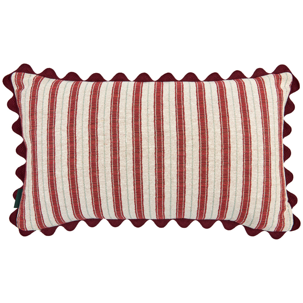 Killi Green and Sketched Stripe Red Green with Burgundy Wavy Trim 2