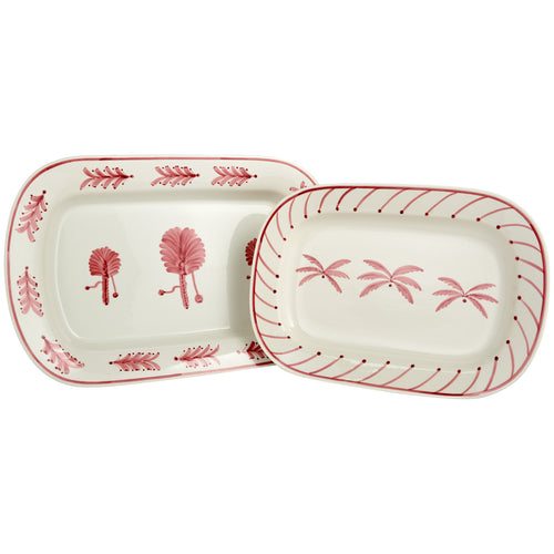 Pink Medium Palm Tree Ceramic Serving Platter