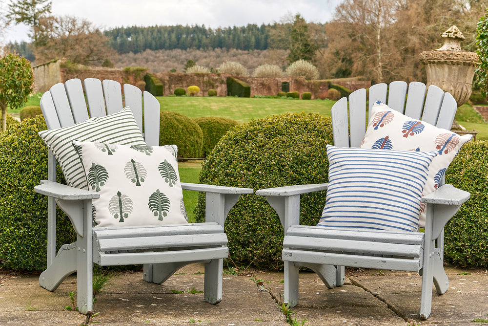 Harriet Stripe Performance/Outdoor Blue Square Cushion 3