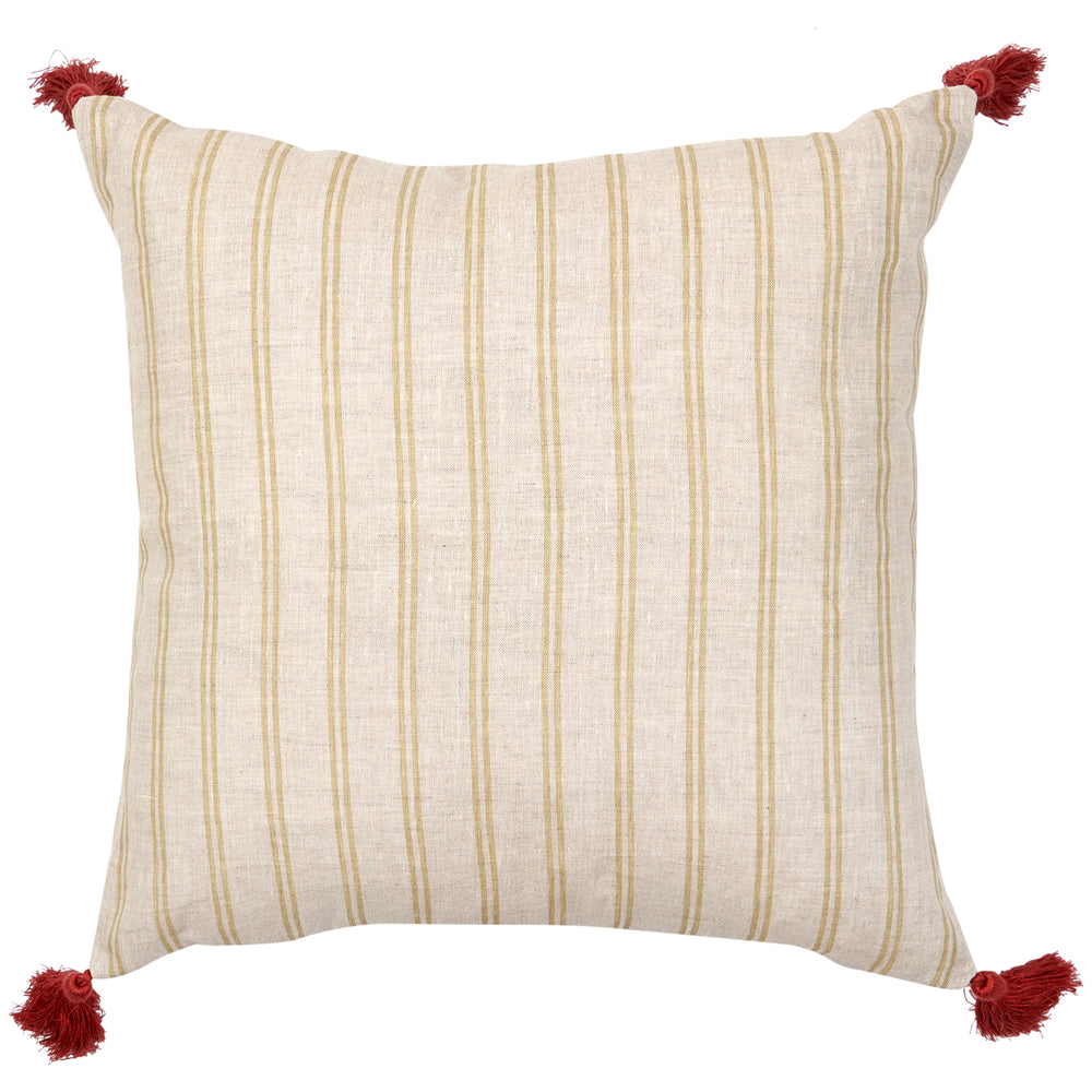 Shanti Embroidered Square Cushion with Pink Tassels 2