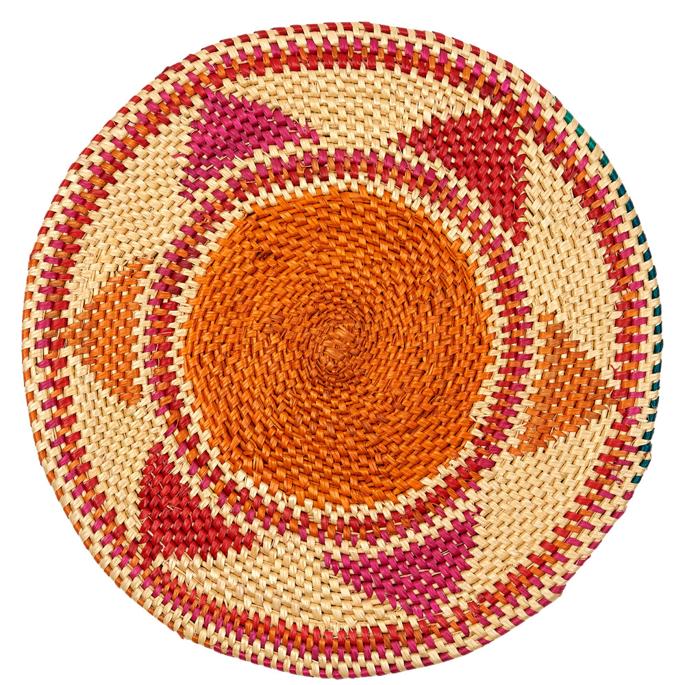 Pink and Orange Ghanaian Woven Table Mat 1