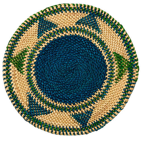 Blue and Green Ghanaian Woven Table Mat