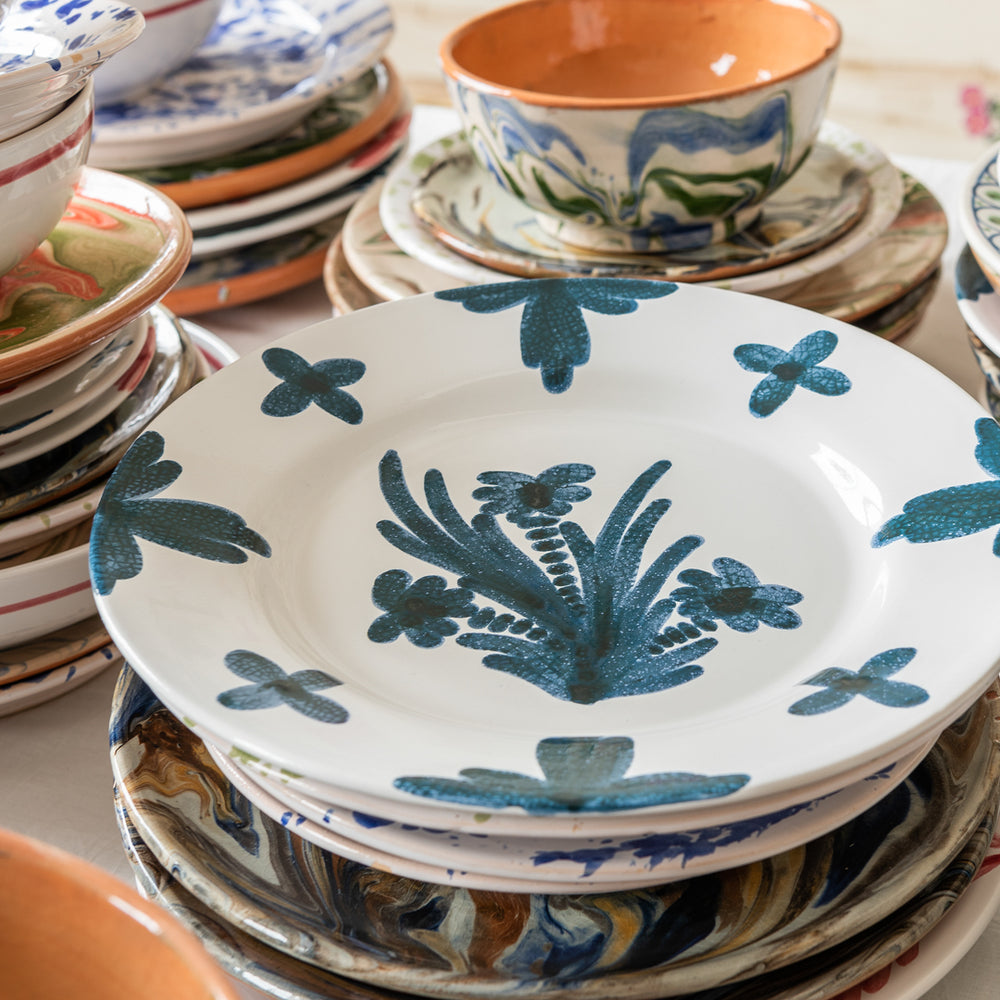 Blue Summer Flower Ceramic Large Plate 2