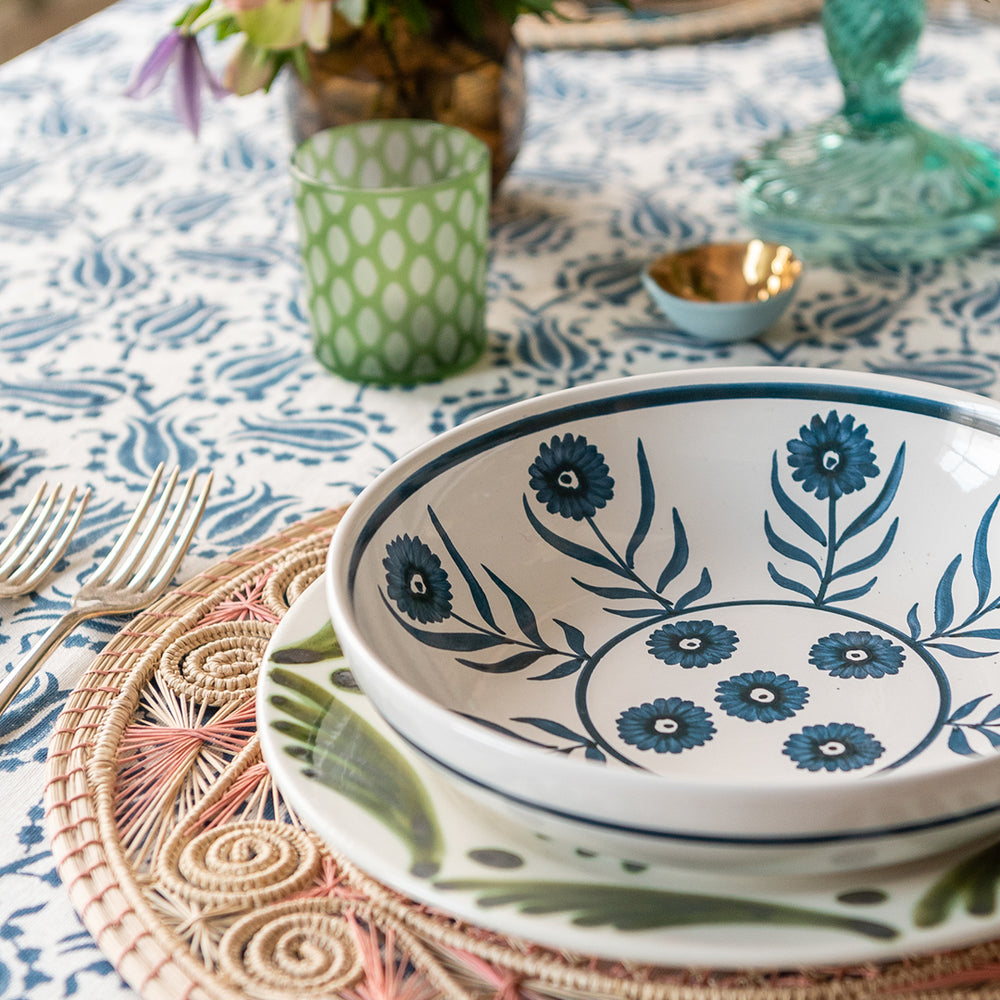 Blue Summer Flower Ceramic Shallow Bowl 3