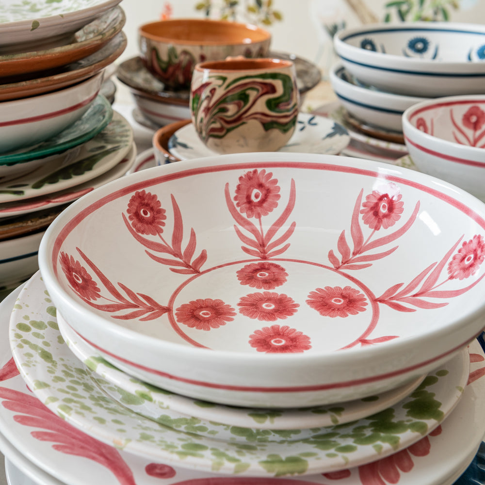 Pink Summer Flower Ceramic Shallow Bowl 3