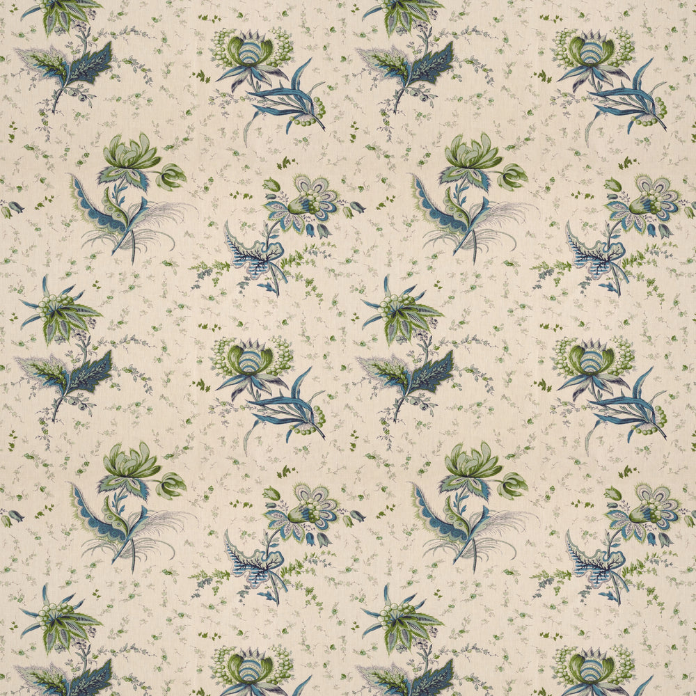 Thistle Flower Blue/Green Fabric 1