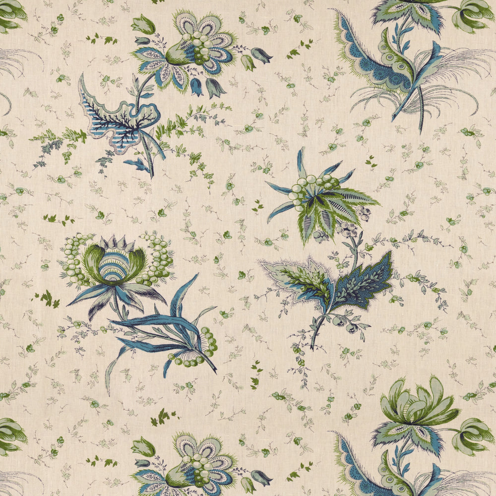 Thistle Flower Blue/Green Fabric 3