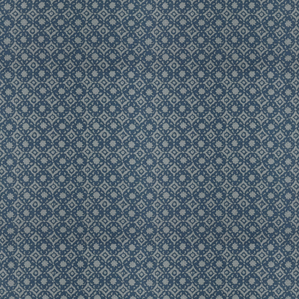 Floral Tile Blue Fabric 11