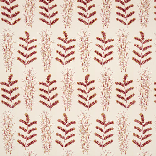 Madras Leaf Raspberry Fabric