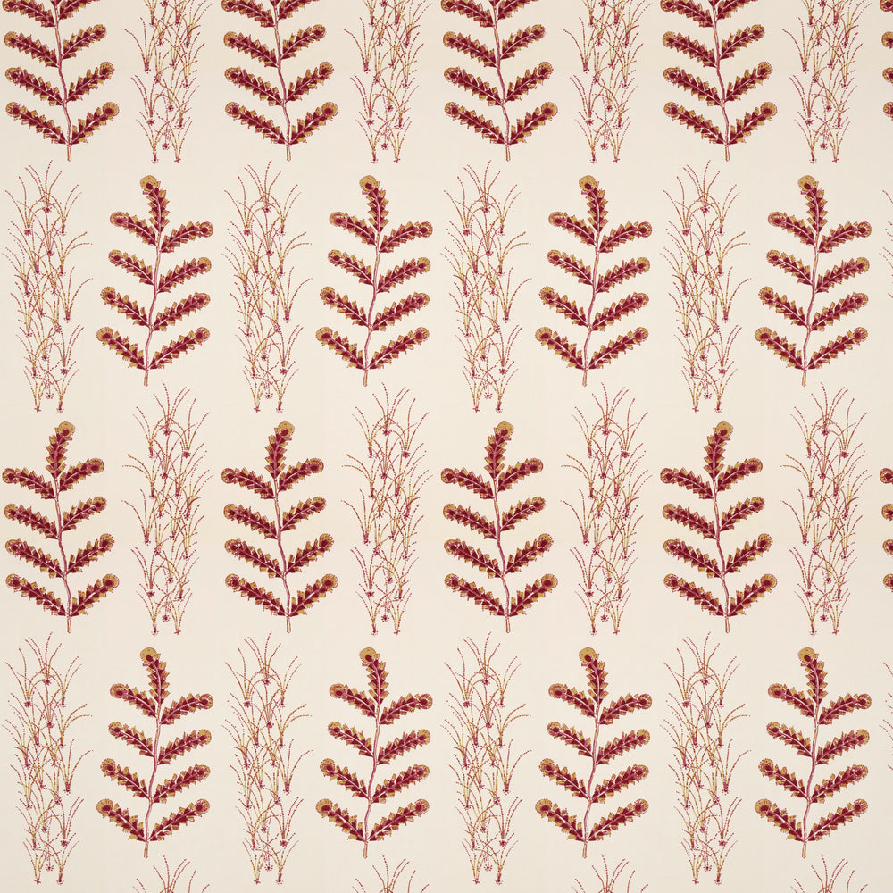 Madras Leaf Raspberry Fabric 1