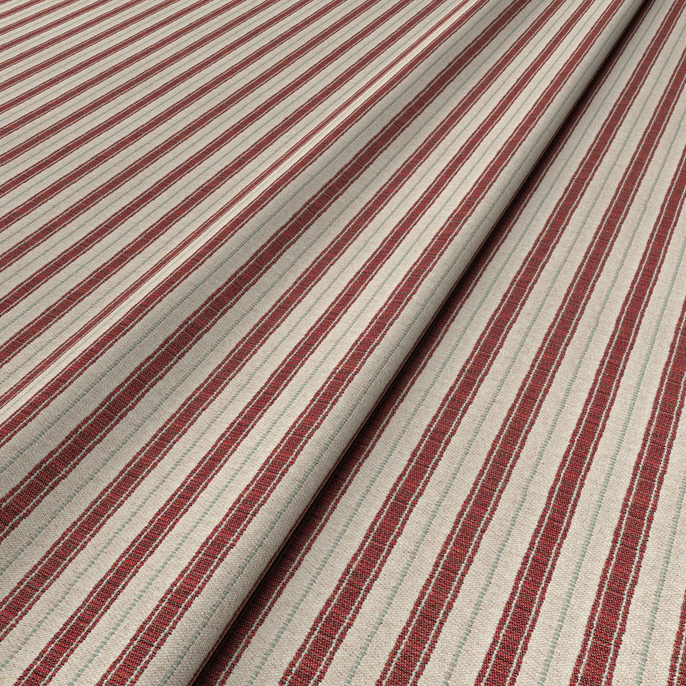 Sketched Stripe Red/Pale Green Fabric 5