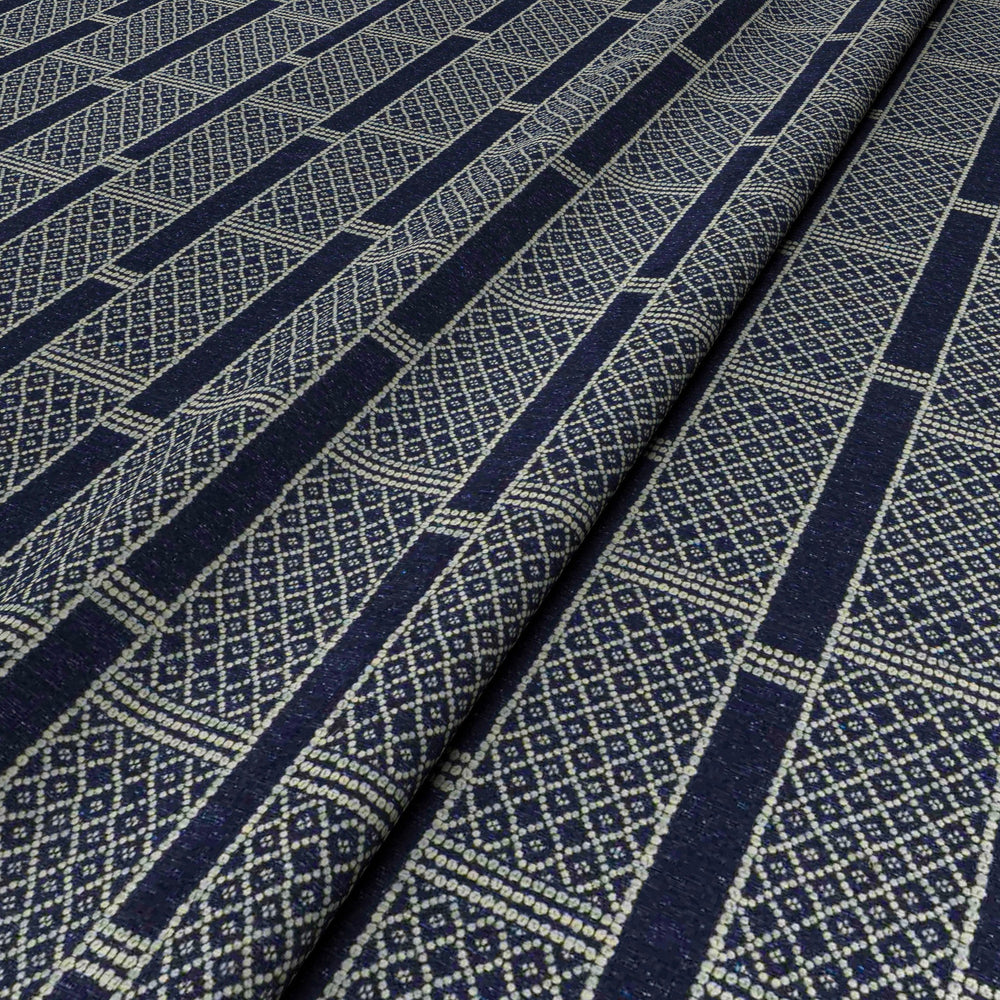 Stripe & Diamonds Indigo Fabric 4