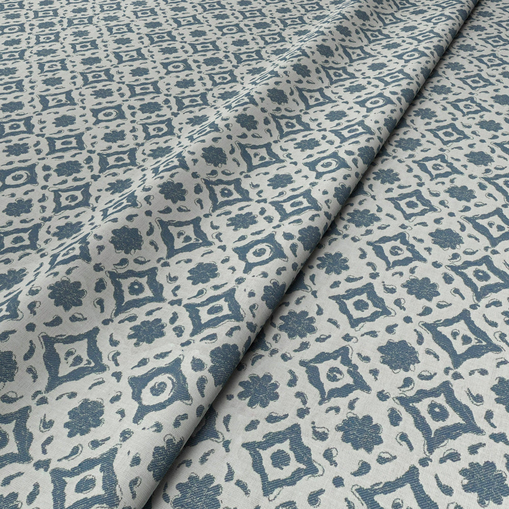 Floral Tile Blue Fabric 9
