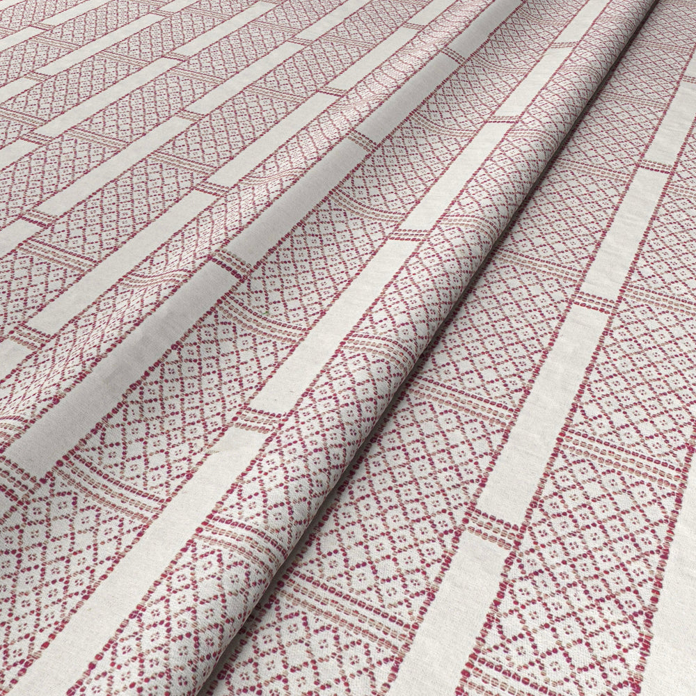 Stripe & Diamonds Cream/Pink Fabric 4