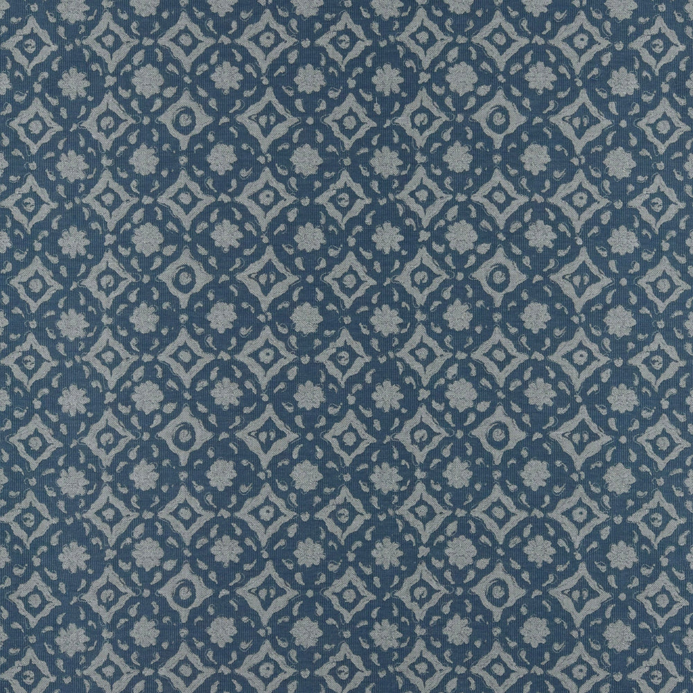 Floral Tile Blue Fabric 8