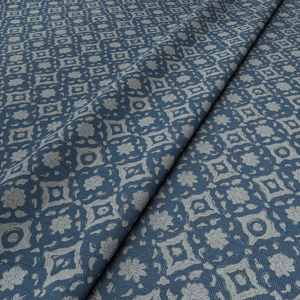 Floral Tile Blue Fabric 10