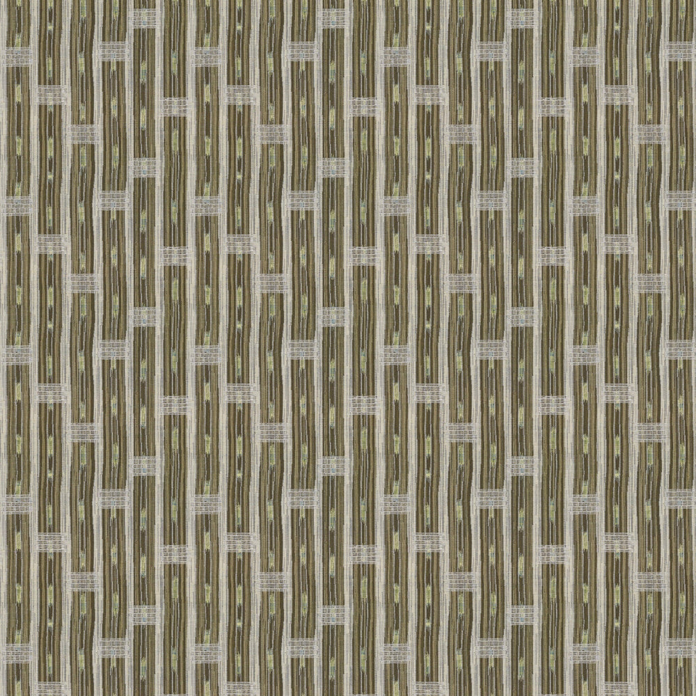 Inca Vertical Stripe Olive/Brown Fabric 4