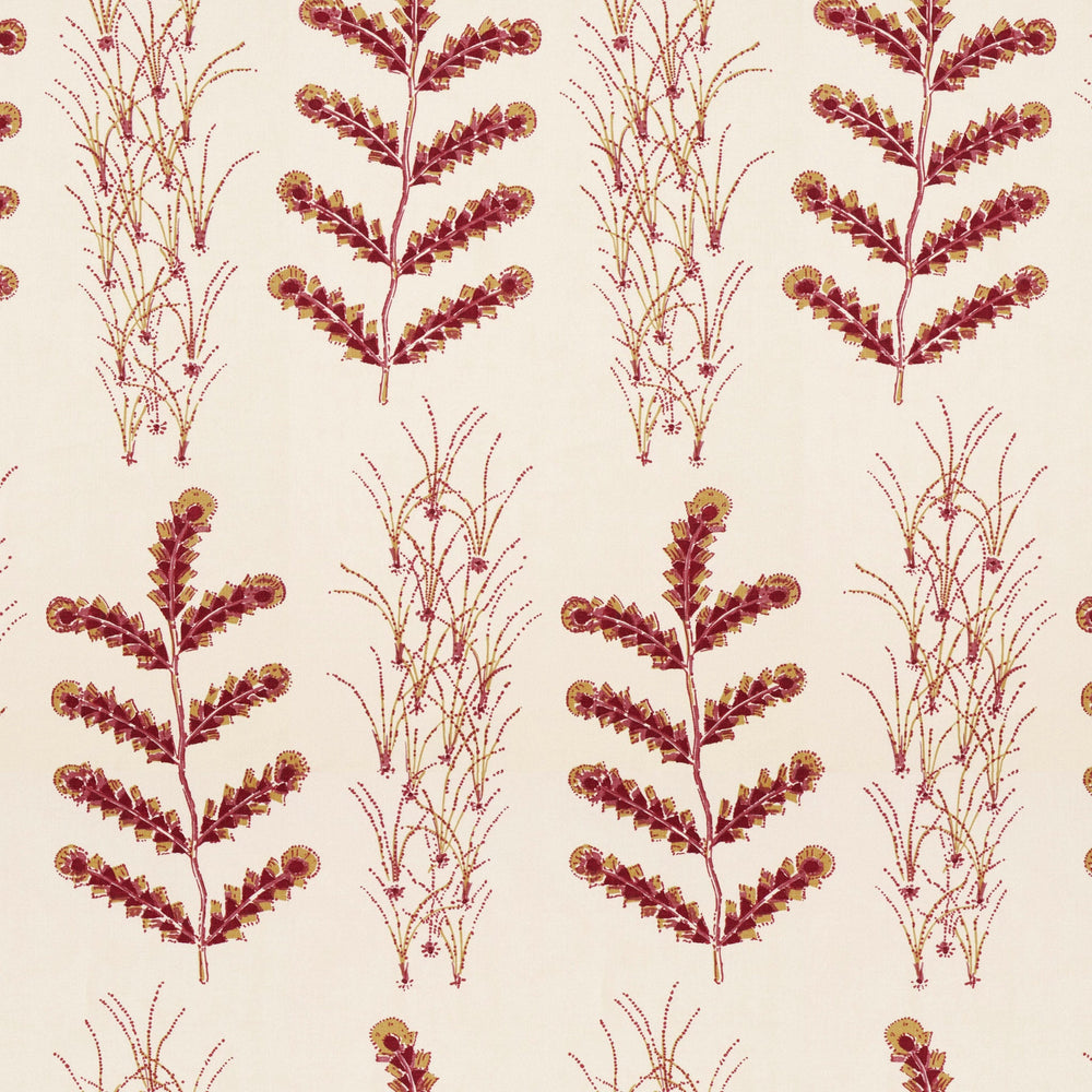 Madras Leaf Raspberry Fabric 3