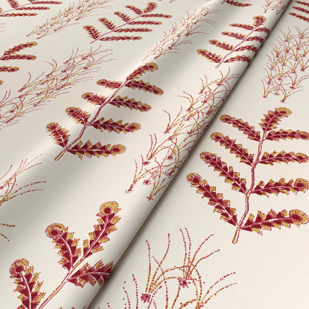 Madras Leaf Raspberry Fabric 5