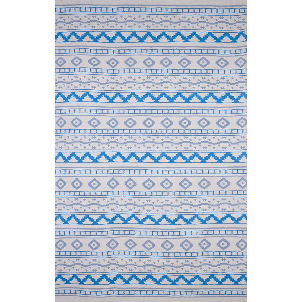 Blue on White Azteca Rug 1