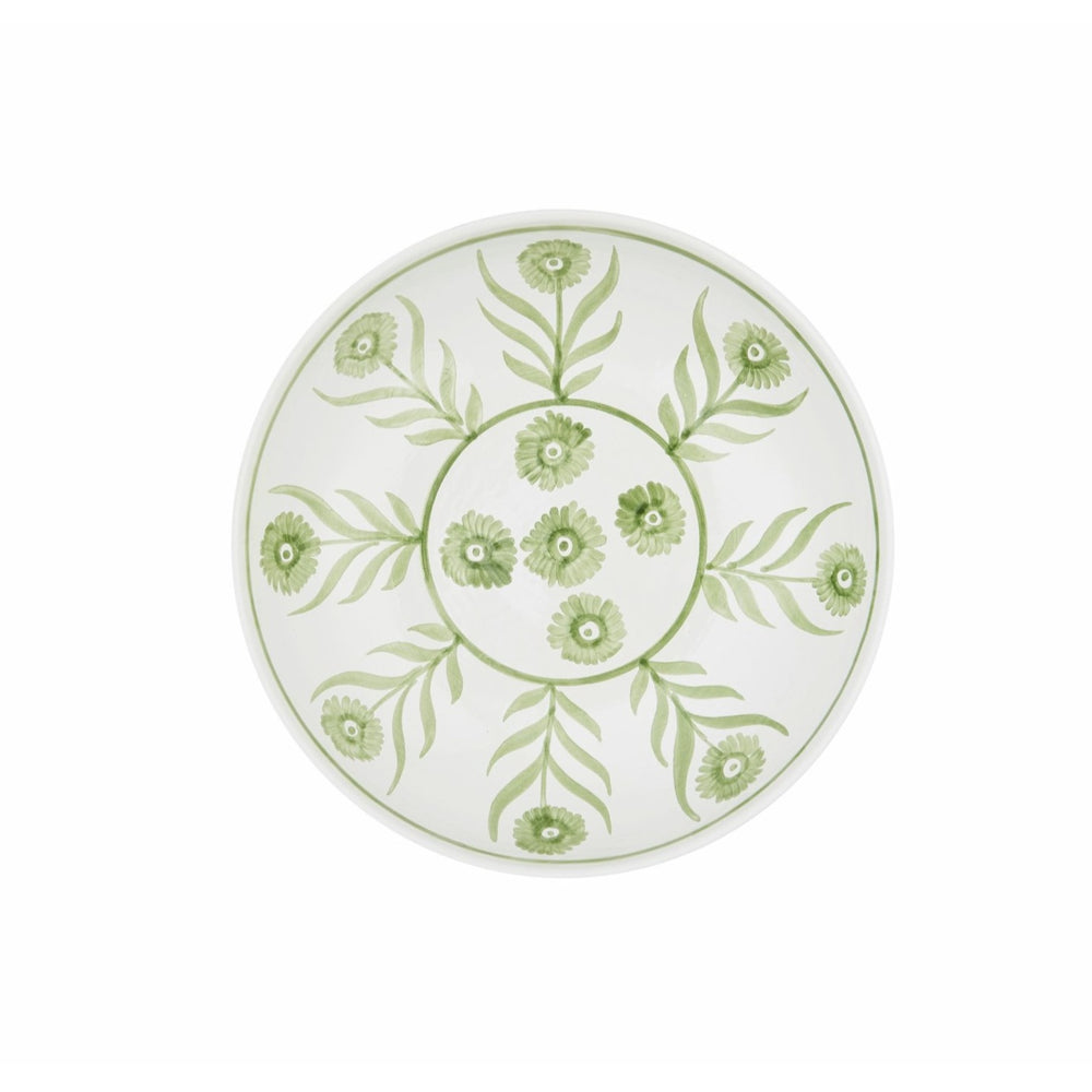 Green Summer Flower Ceramic Shallow Bowl 1