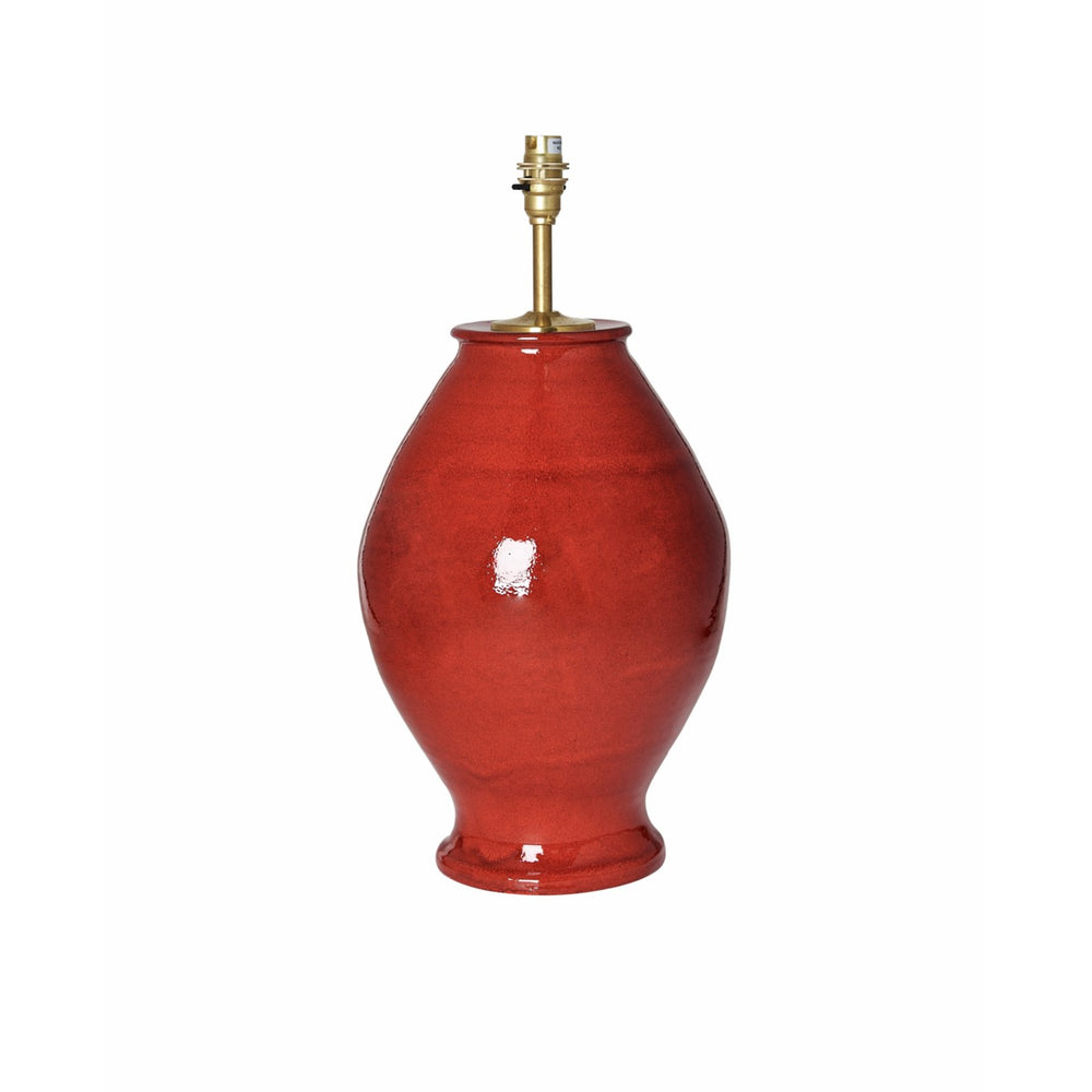 Red Rounded Urn Ceramic Lamp Base 1