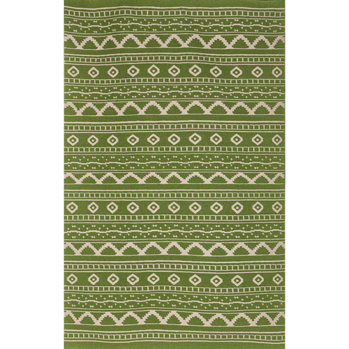 White on Green Azteca Rug