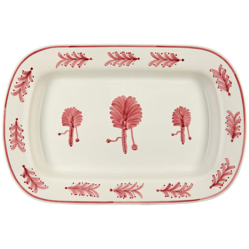 Pink Large Palm Tree Ceramic Serving Platter