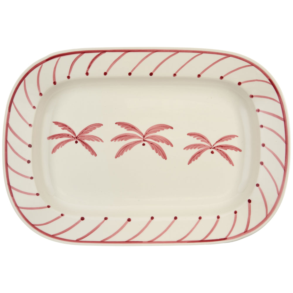 Pink Medium Palm Tree Ceramic Serving Platter 1