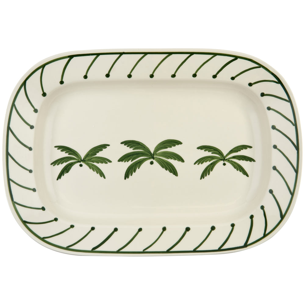 Green Medium Palm Tree Ceramic Serving Platter 1