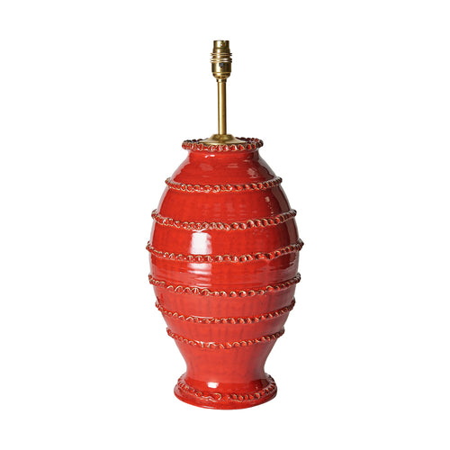 Red Wiggle Ribbed Urn Ceramic Lamp Base