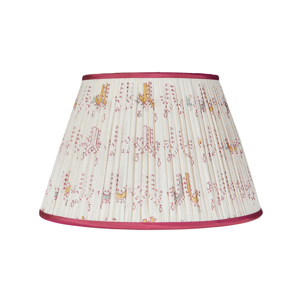 Limited Edition White with Pink and Yellow Pleated Cotton Lampshade with Pink Trim 1