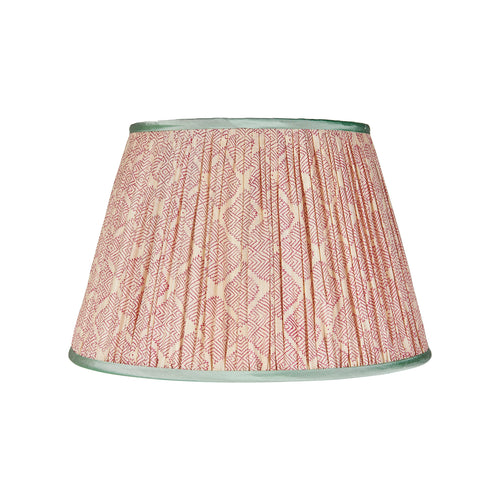 Pink Diamond Geometric Pleated Silk Lampshade with Mint Trim