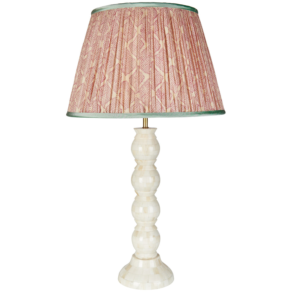 Pink Diamond Geometric Pleated Silk Lampshade with Mint Trim 3