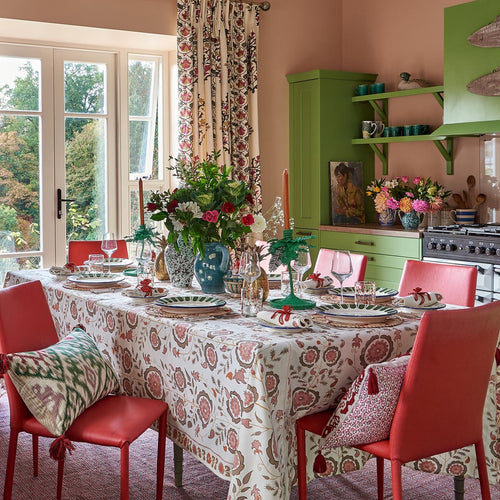 Simla Pink and Brown Tablecloth