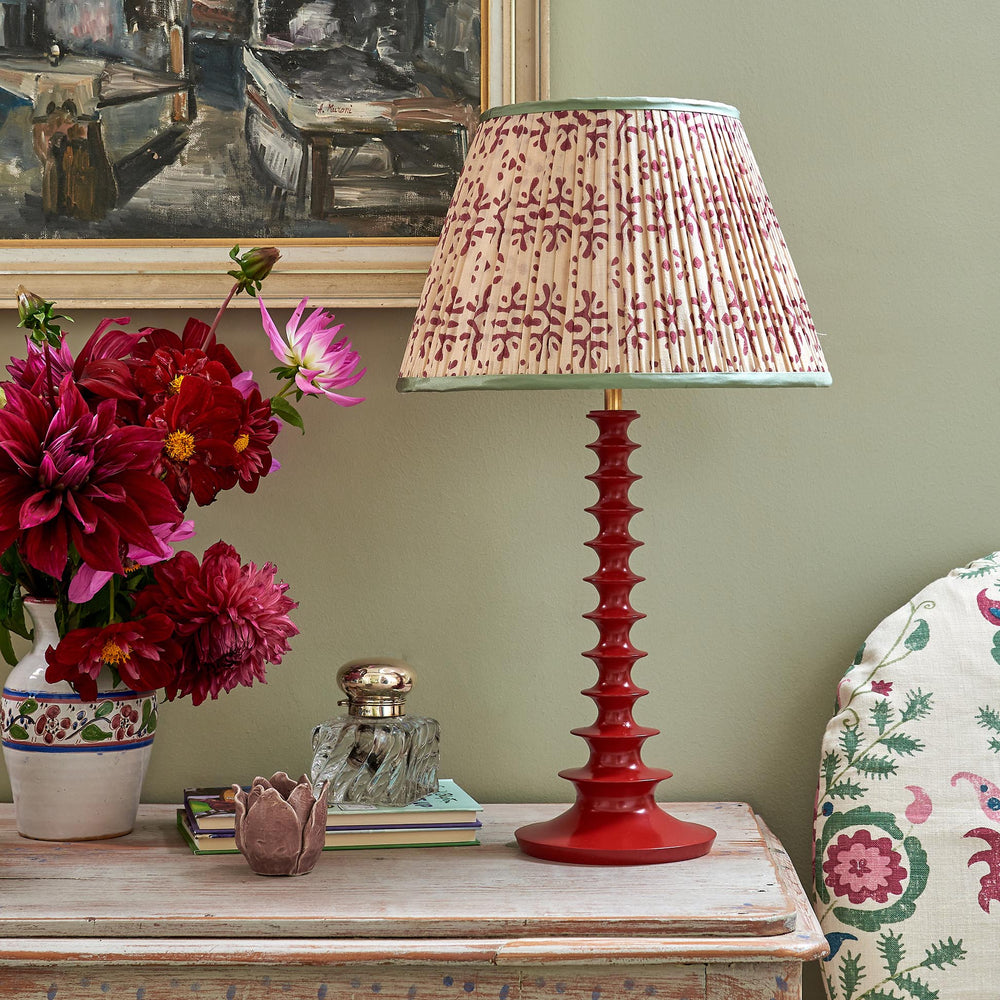 Red Tiered Lacquer Wooden Lamp Base 2