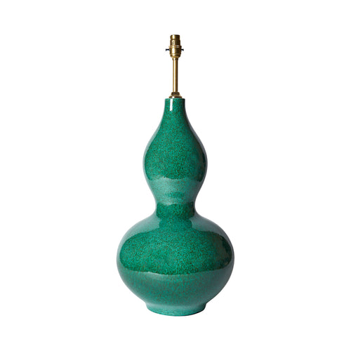 Dark Green Speckled Double Gourd Ceramic Lamp Base