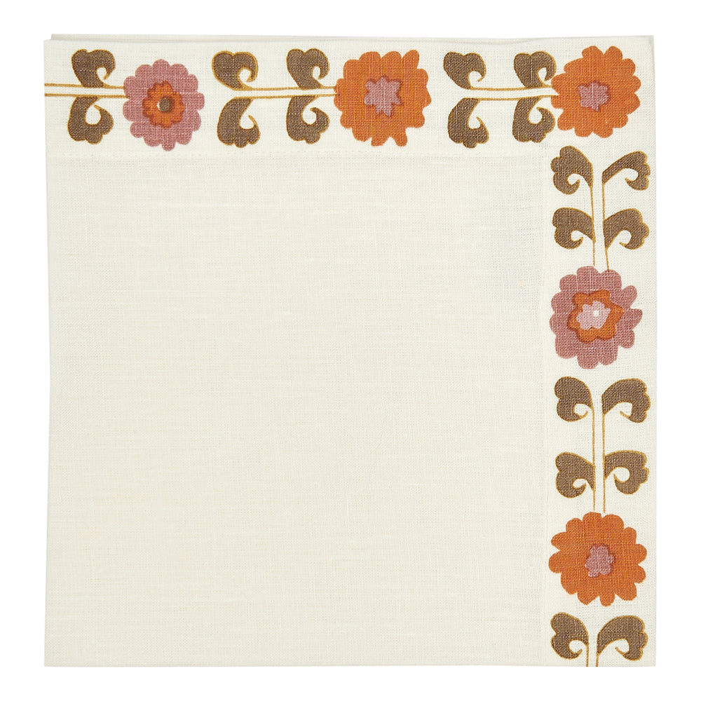 Simla Border Pink and Brown Napkins - Set of 4 1