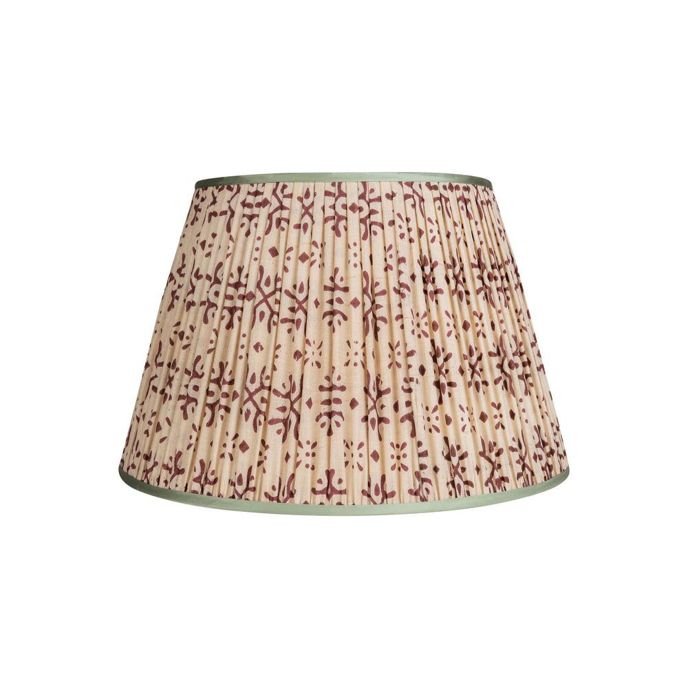 Penny-Morrison-Cream-and-Purple-Patterned-Pleated-Silk-Lampshade-with-Mint-Trim-Straight-Empire-Pleated-Gathered-Unique-Stylish-Colourful-Quirky- Patterned