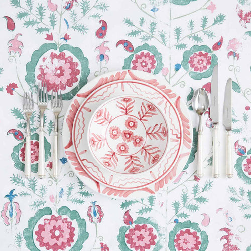 Simla Pink and Green Tablecloth