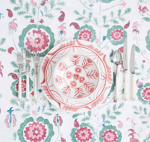 Simla Pink and Green Tablecloth