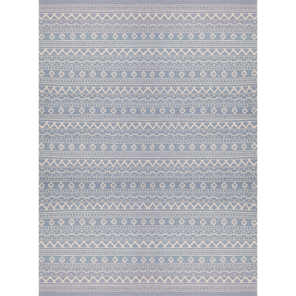 White On Blue Azteca Rug 1