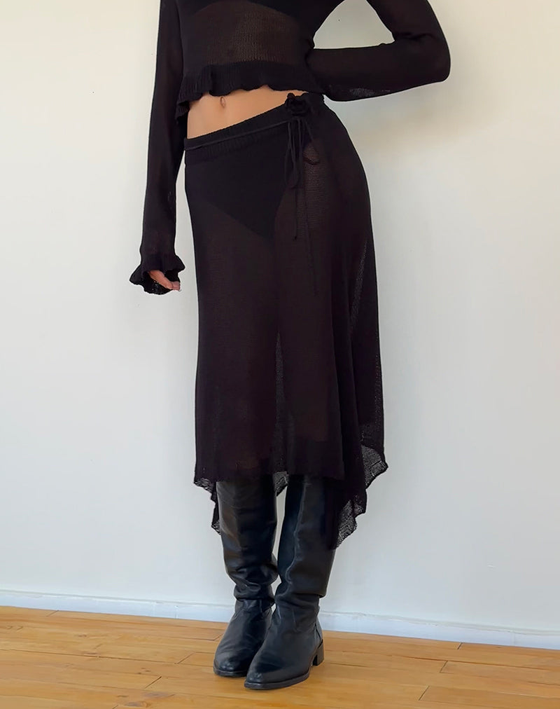 | Pleated Midi Fermi Tailoring Black Skirt motelrocks-com-us –