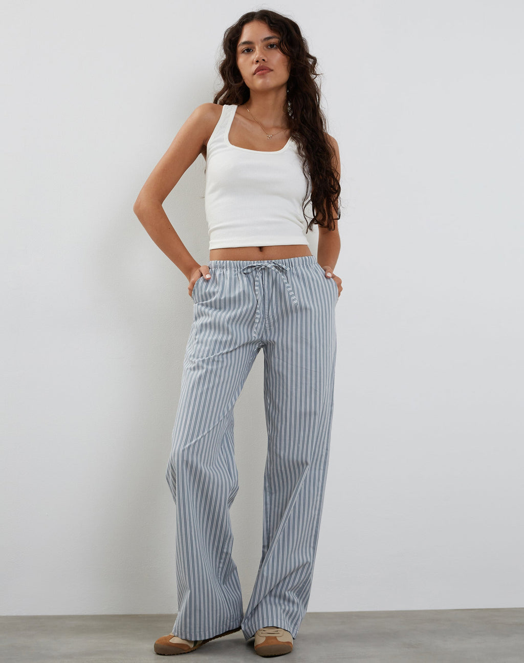 Wasic Wide Leg Linen Trouser in White