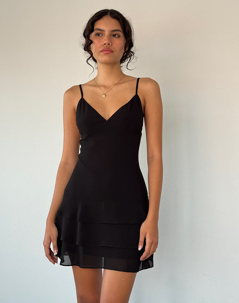 Black Slinky Halterneck Wrap Dress