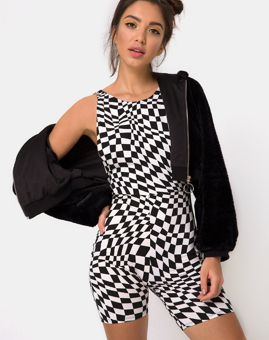 black and white square dress