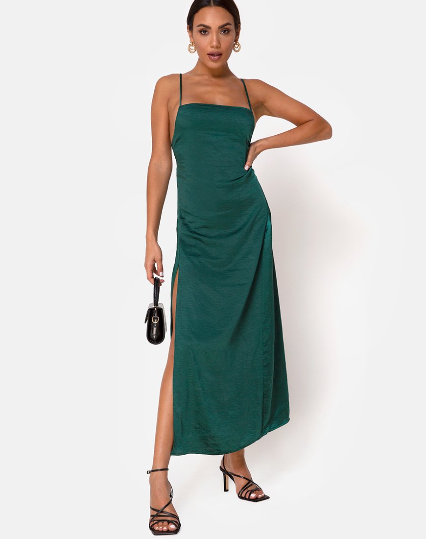 green maxi slip dress